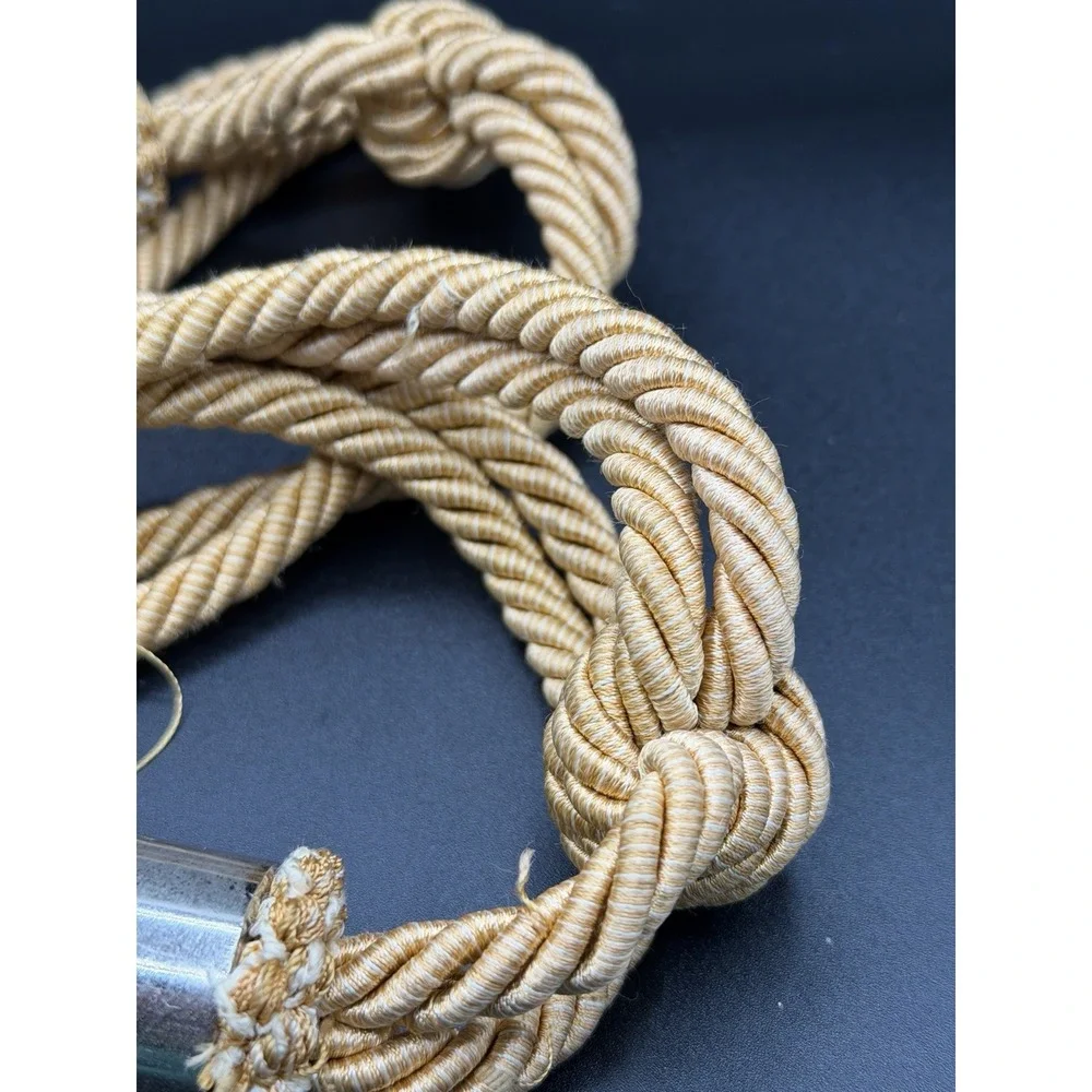 Vintage Gold & Cream Braided Rope Metal‎ Top Tassels Tie Backs 28